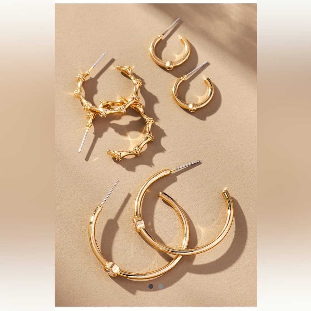NWT Anthropologie Assorted Gold Hoop Earrings - Set of 3